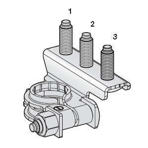 Battery clamp punched (+) with 2 stud bolts - M6-M6 - DX 