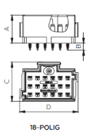 Connector JPT 3-way - 18-pol. - Press-in technology - Color: grey