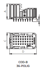 36-pin connector COD-B - Pressfit technology - Color: violet