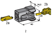 2-WAY POWER CONNECTORS - FEMALE HOUSING polarized - Color: gray / incl. Secondary lock 