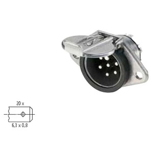 Trailer plug 24 V, 7-pin, socket, according to ISO 1185, N version, waterproof cover, metal, with blade terminal contacts 