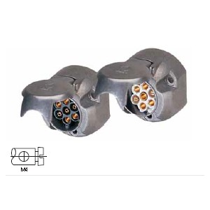 Trailer plug 12 V, 7-pin, socket according to ISO 3732, S version, metal, with screw contacts 