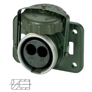 2-pole military connector, 24 V according to VG 96 917, socket, olive green, with crimp / solder contacts for 35/50 mm² cable - second source