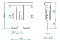 normOTO Blade Fuse 80 Vdc 20 A yellow