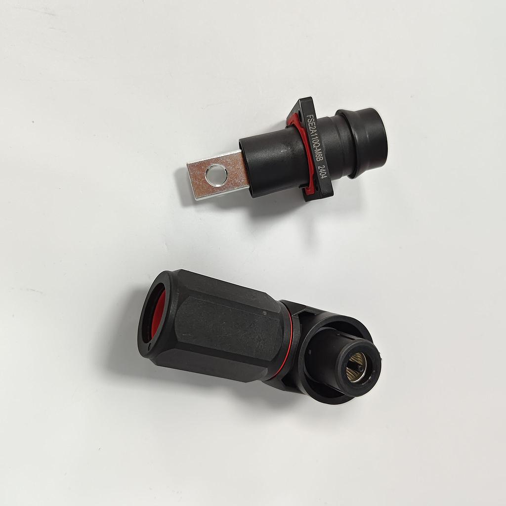 High-current socket outlet 350A/1500V - straight version - Black - M8 internal screw connection