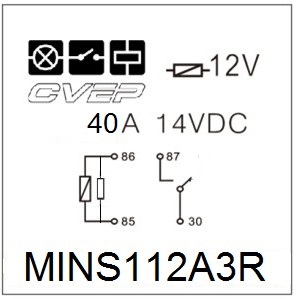 Mini relay 12V - NO contact - 40A - resistor - with metal bracket - sealed