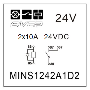 Minirelay - 24V - 2x10A - Doublecloser - Diode - without bracket - sealed
