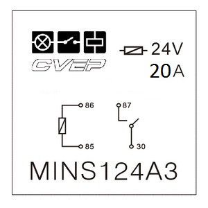 Minirelay 24V - Closer - 20A - with metal bracket - sealed