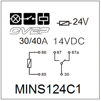 Minirelay - 24V - Changer - 30A/40A(14VDC) - without metal bracket - sealed