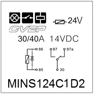 Minirelay 24V - Changer - 30A/40A(14VDC) - Diode - without metal bracket - sealed