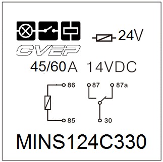 Minirelay 24V - Changer - 45A/60A(14VDC) - Diode- with metal bracket - sealed