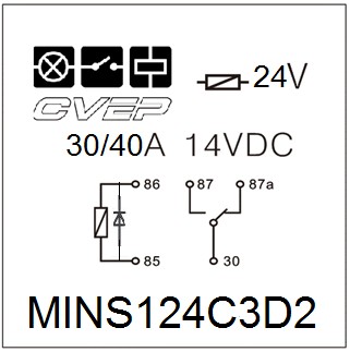 Minirelay 24V - Changer - 30A/40A(14VDC) - Diode- with metal bracket - sealed