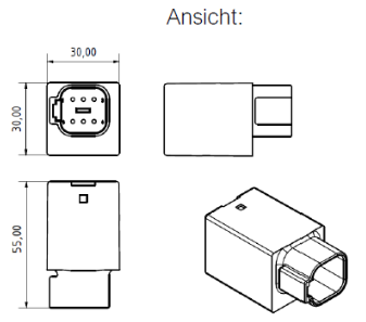 Mini relay 12V - NO contact - 25A - diode - plug DTF13-6P - moulded - lug optional