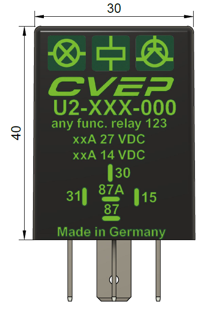 Timer relay 12V, 1...30min, drop-out delayed, adjustable with two potentiometers (coarse/fine), supplied via KL30