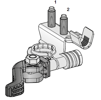 [1507955] Battery clamp (-) with quick release, stud bolts M6-M6 - cable cross-section 25 - 40 mm² 