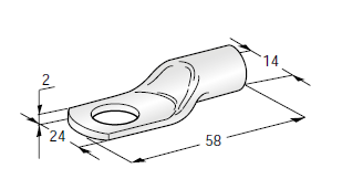 [1605040] Ring cable lug TUBOLAR L58 - Hole: M13 - Cable cross section: 75mm² - Material: Cu-Sn 