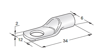 [1605100] Tubolar L34 - Hole M8 - Cable cross section 16mm² - Material: Cu-Sn 