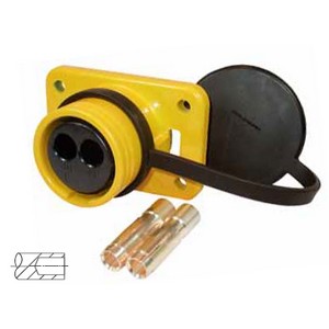[6.00941.006-B] 2-pin military connector, 24 V according to VG 96 917, socket, yellow, with crimp/solder contacts for 50 mm² cable, with rubber sealing cap - second source