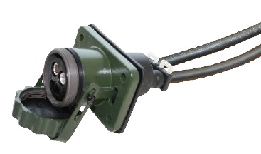 [6.00961.005-B] 2-pole military connector, 24 V according to VG 96 917, socket, olive green, with crimp / solder contacts for 35 mm² cable - with cable 2m - second source
