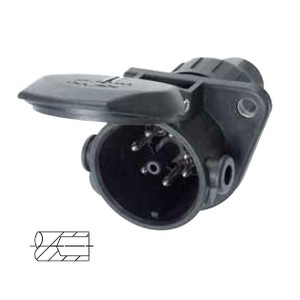 [6.63301.000] Trailer plug 24 V, ABS socket 5-pin, to ISO 7638, for cable Ø 11 - 14.5 mm or corrugated conduit NW 13, with turned crimp contacts