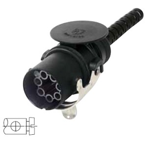 [6.83104.003] Trailer plug 24 V, EBS plug 7-pin, to ISO 7638, with anti-kink sleeve, with screw contacts