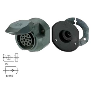 [6.90000.001] Trailer plug 12 V, 13-pin, socket to ISO 11 446, screw connection, with surface seal and underlay