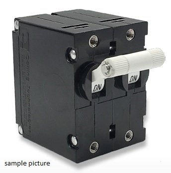 [BA2-B0-34-622-121-D] Carling Circuit Breaker B-Series - ON-OFF 22A  - two pole - non-illuminated - actuator: black - legend: white - delay "34"