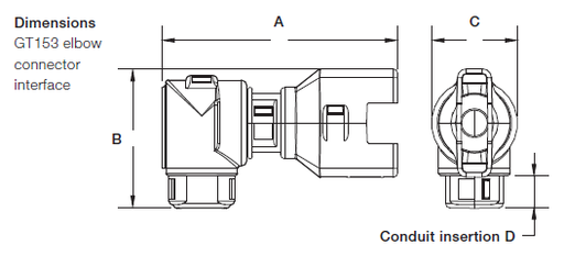 [CI08-90-GT153] ABB - External hinged connector interfaces - Series Delphi - 90° Elbow Swivel Interfaces - NC 08 - NW 7,5