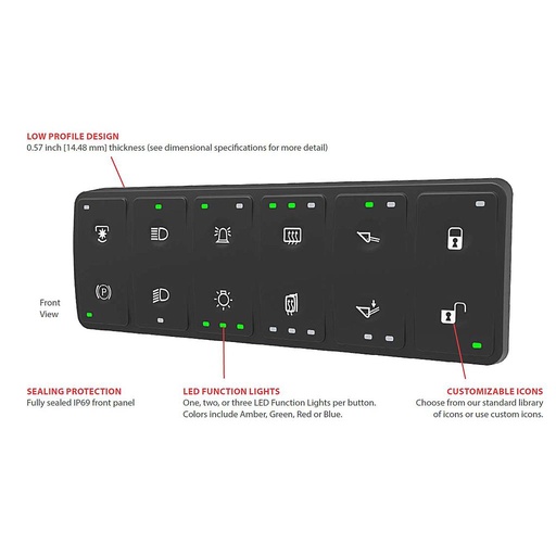 [CKP1-1-X] CKP 12 - CAN-Switch-Module 2x6-way - rubber surface IP69 - Sample configuration