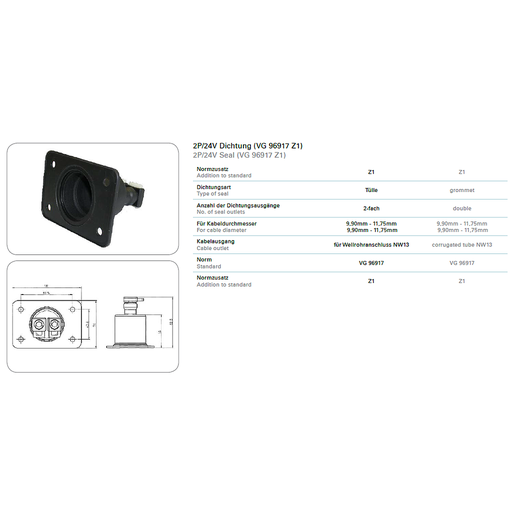[CVEP.382376] Seal for socket 2-pin - 24V - VG96917Z1