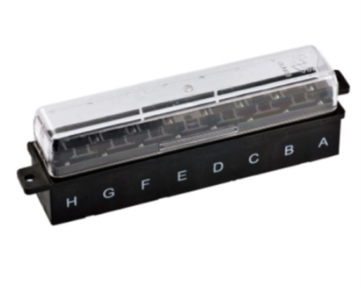 [H1295] Fuse holder for UniVal fuses with transparent cover and seal - 8-pin.