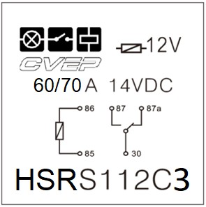 [HSRS112C3] Powerrelay 12V - Changer - 70A - with bracket - sealed
