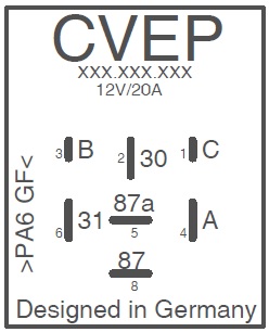 [IMP1220.7A1.12PO] Pulse Relay 12V 20A - 12s - switch-on-deleyed (6s-Impulse) - potential free
