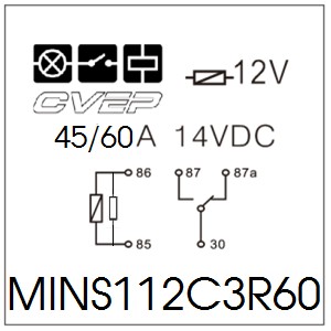 [MINS112C3R60] Minirelay 12V - Changer - 45A/60A - Resistor - with metal bracket - sealed