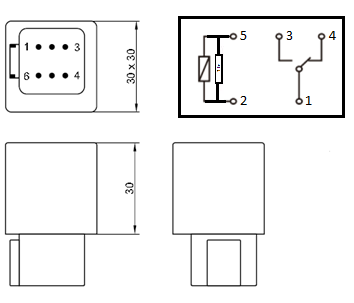 [MINS112CRT] Minirelay with DT6 Connector - 12V 10/20A - Changer - sealed - with metal bracket