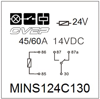 [MINS124C130] Minirelay 24V - Changer - 45A/60A(14VDC) - without metal bracket - sealed