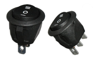 [RR11622IWC] Rocker Switch - ON-OFF-ON - without LED - Round D:20,2mm - Black - Print: I-0-II