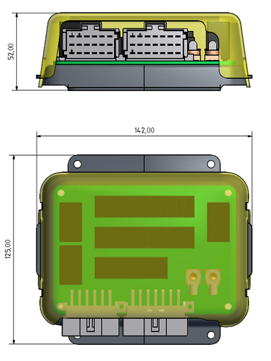 [ZE102017.002] Zentralelektrikbox mit LP bestückt nach Kundenvorgabe  incl. Sicherungshalter, Sicherungen, PCB-Relais (K1,K2,K3 als Schließer), Brücke, Schrauben und Beilagscheiben