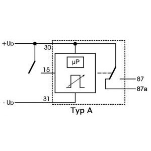 [ZRPS25010000] Zeitrelais Multitimer, Relaismittelkontakt mit 30 verbunden, pos. getriggert, 1 Eingang