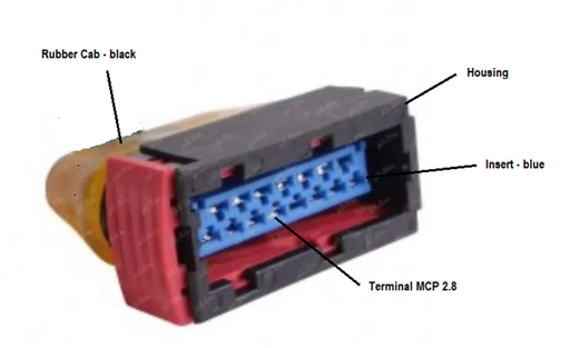 [1801326-1-KIT] Connector Housing Kit for MCP Terminals - Rubber Cab + Housing - Insert: blue - 15 x Terminal MCP 2.8